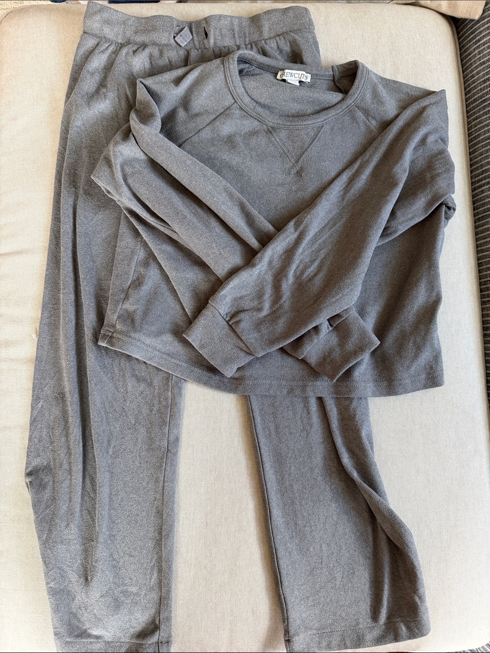 Crewcuts Kids Gray Sweatshirt & Joggers Set, girls size 8 (medium).